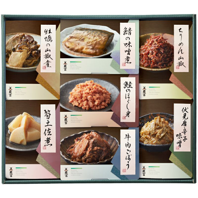 美濃吉 京の味7種｜ちりめん山椒や鯖の味噌煮などご飯のお供になる佃煮